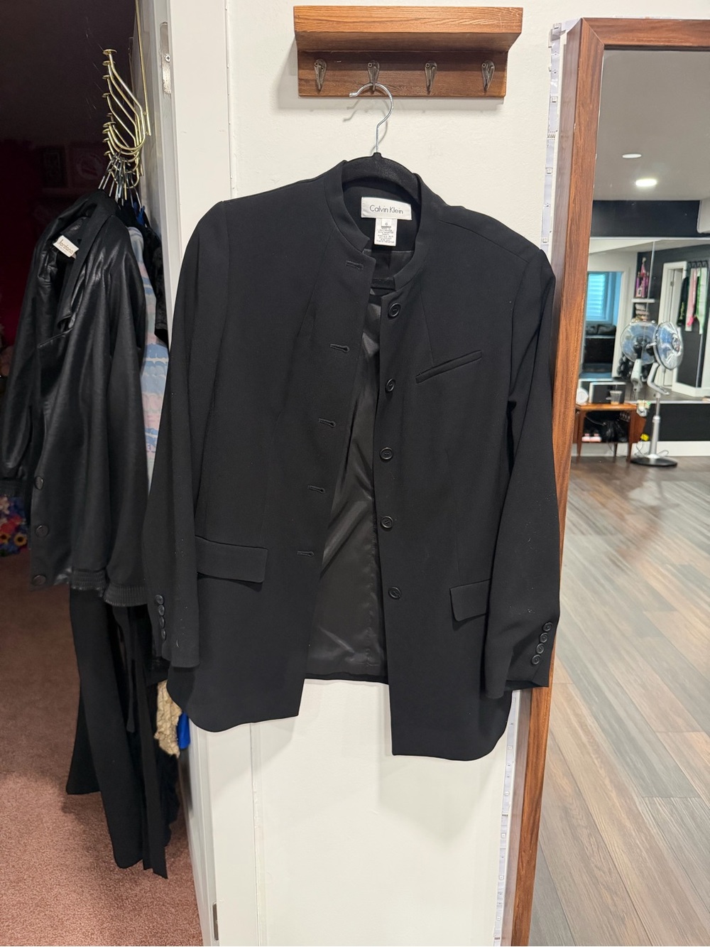 Calvin Klein Black Women's Mandarin-Collar Blazer